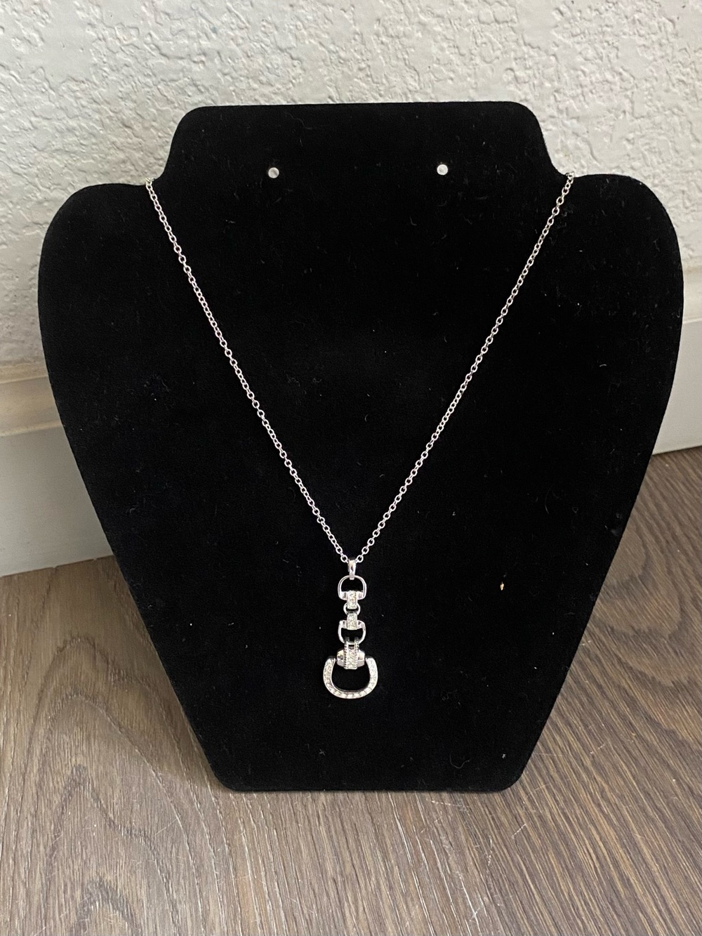 Silver Crystal Drop Pendant Necklace